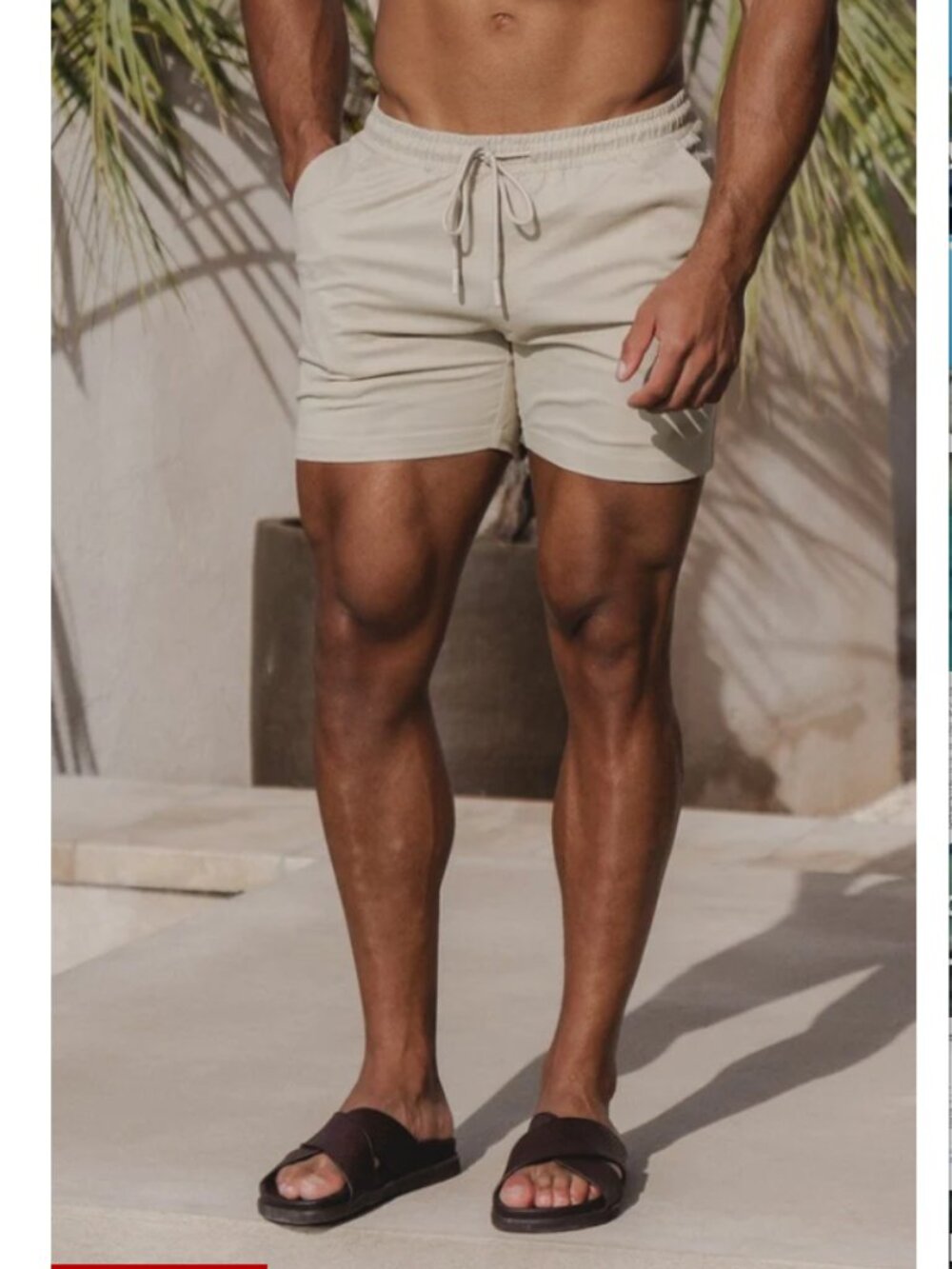 TAILORED ATHLETE SIZE 32 ATHLETIC FIT STRETCH DRAWSTRING CHINO SHORT 5" KHAKI